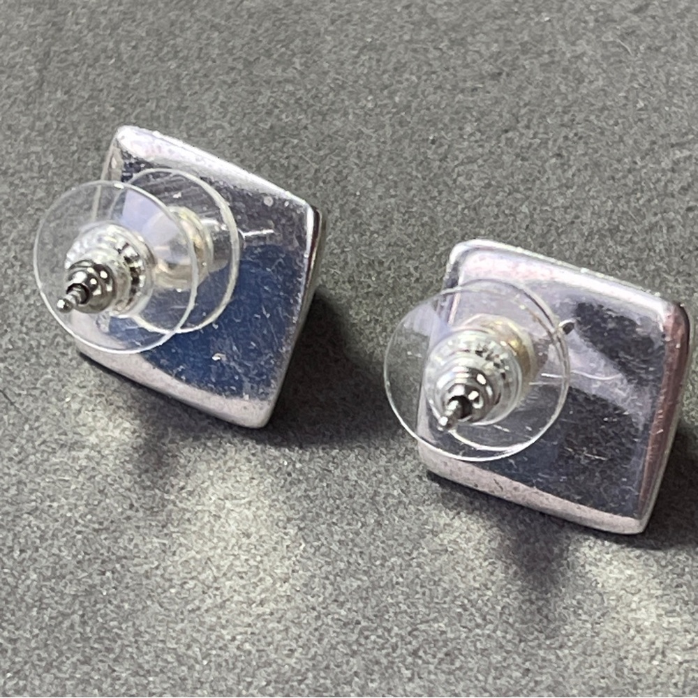 Solid Sterling Silver Square With Round Blue Soda… - image 4